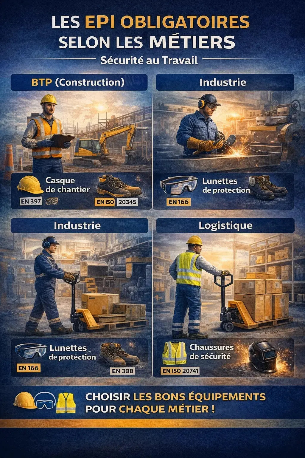 Les EPI obligatoires selon les métiers : guide complet pour la sécurité au travail - L'atelier EPI