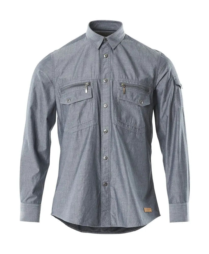 Chemise Tissu Chambray, doublure filet vêtement professionnel personnalisable