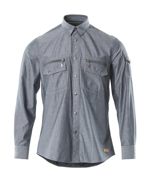 Chemise Tissu Chambray, doublure filet vêtement professionnel personnalisable